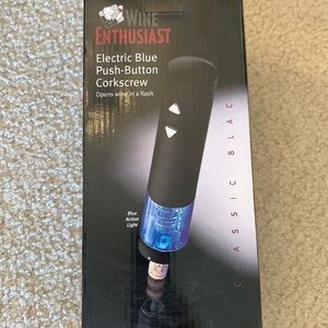 Wine enthusiast blue push button corkscrew